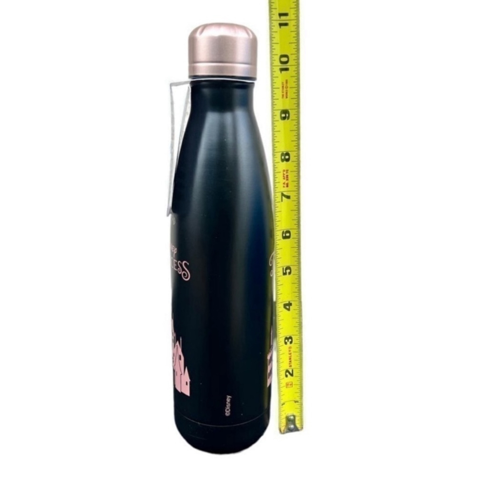 Disney Princess Black & Pink Thermal Water Bottle 17oz – Stainless Steel – NEW! - Picture 9 of 11